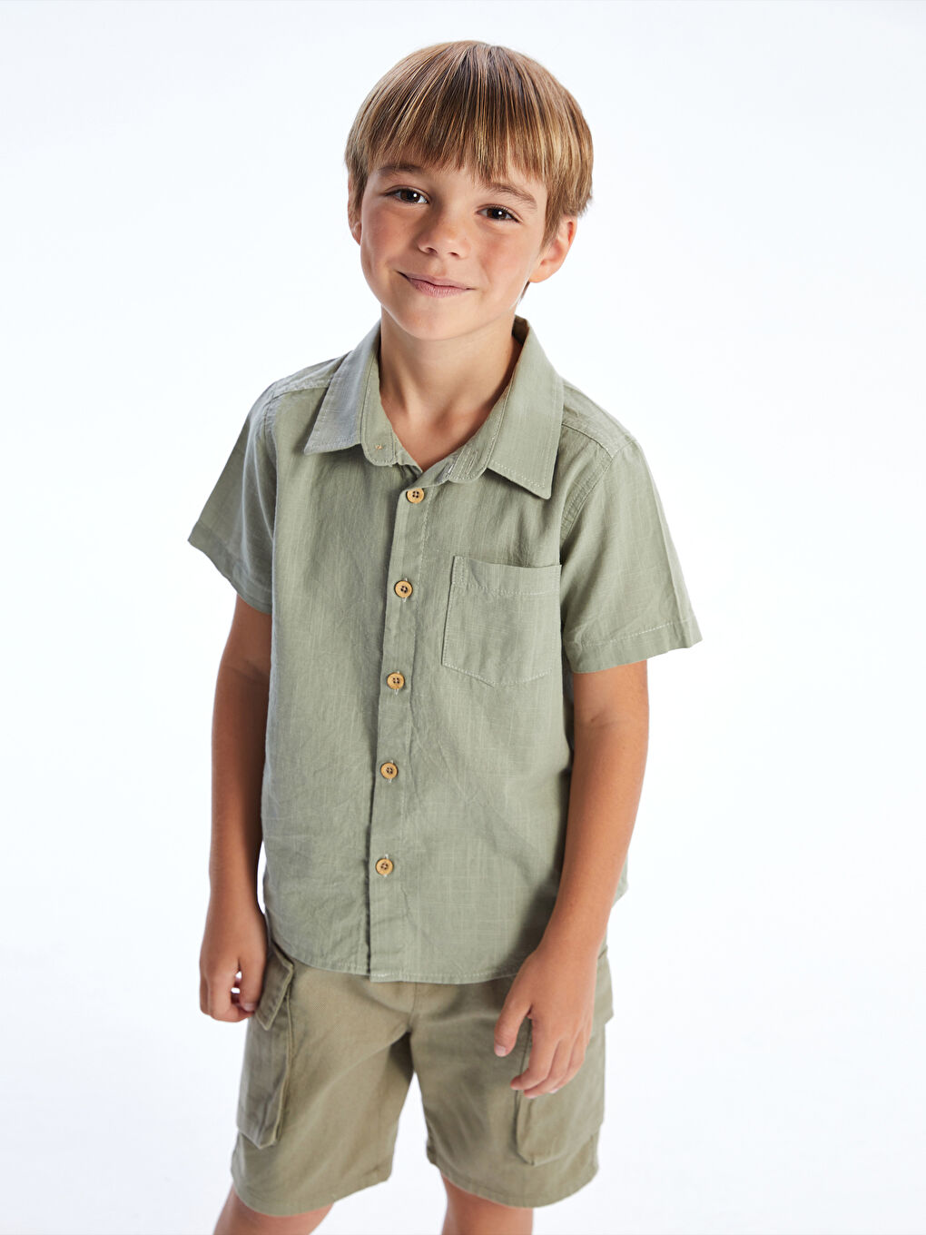 LCW Kids کراس پۆپلین بۆ کوڕان بە جێب سادە -S5DF04Z1-GGY