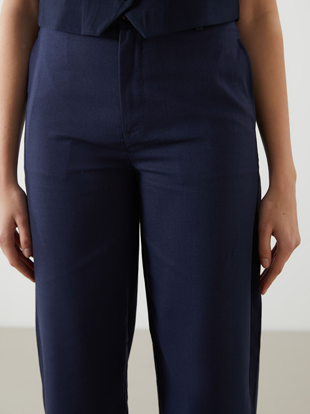 Standard Fit Linen Blend Women's Trousers -S5DF05Z8-CS6