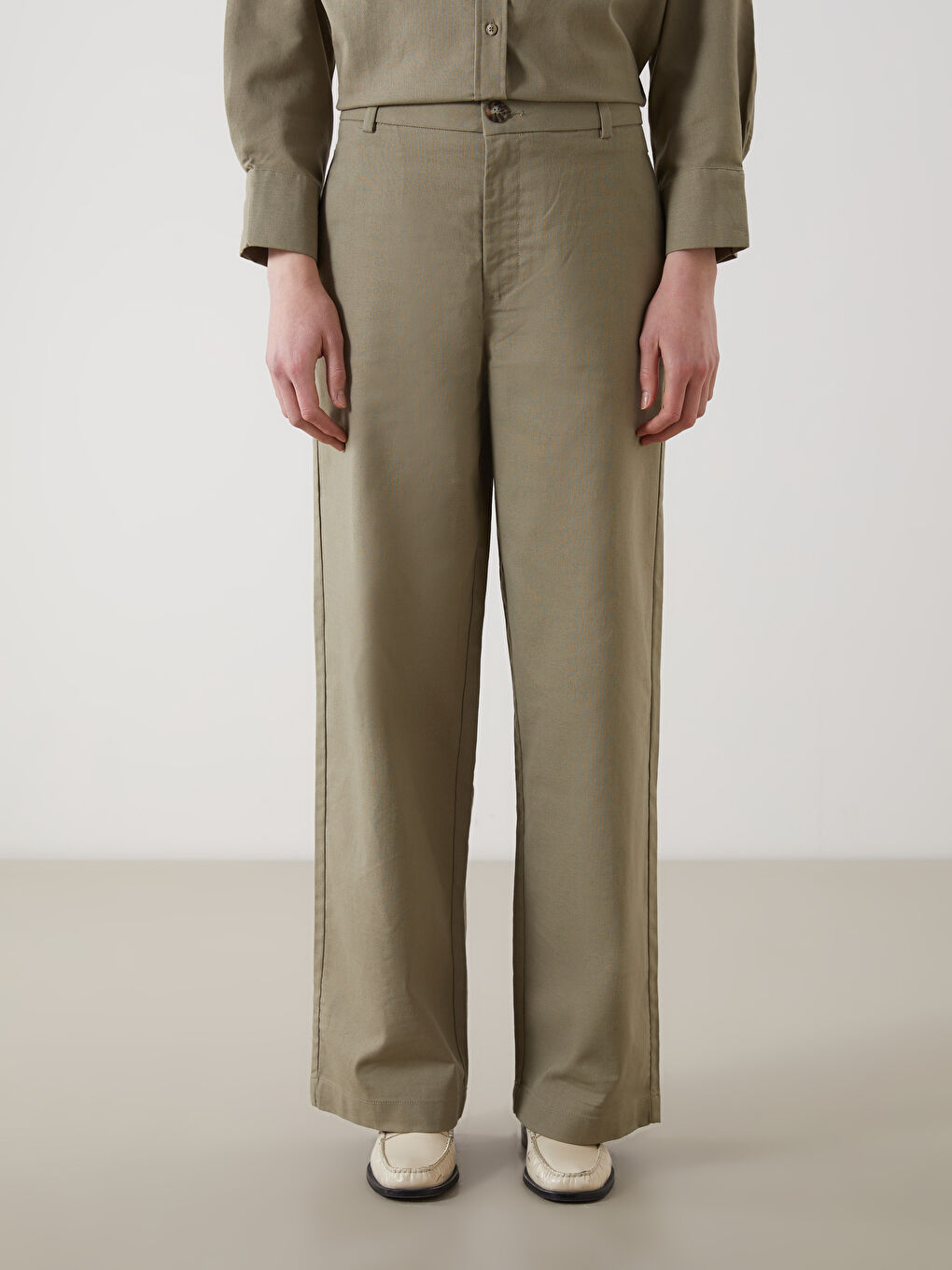 Standard Fit Linen Blend Women's Trousers -S5DF05Z8-CXM