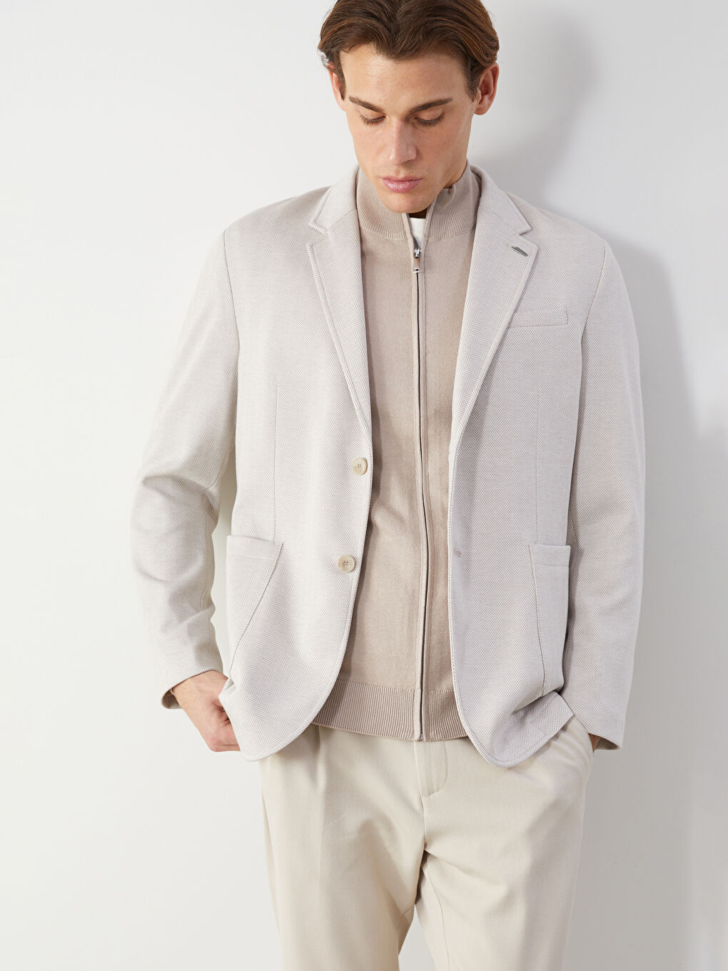 SOUTHBLUE Bej Standart Kalıp Erkek Blazer Ceket