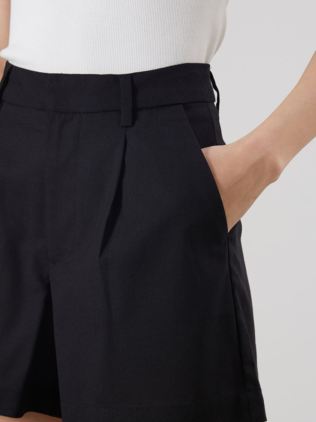 Loose Fit Linen Blend Women's Shorts -S5DF18Z8-CVL