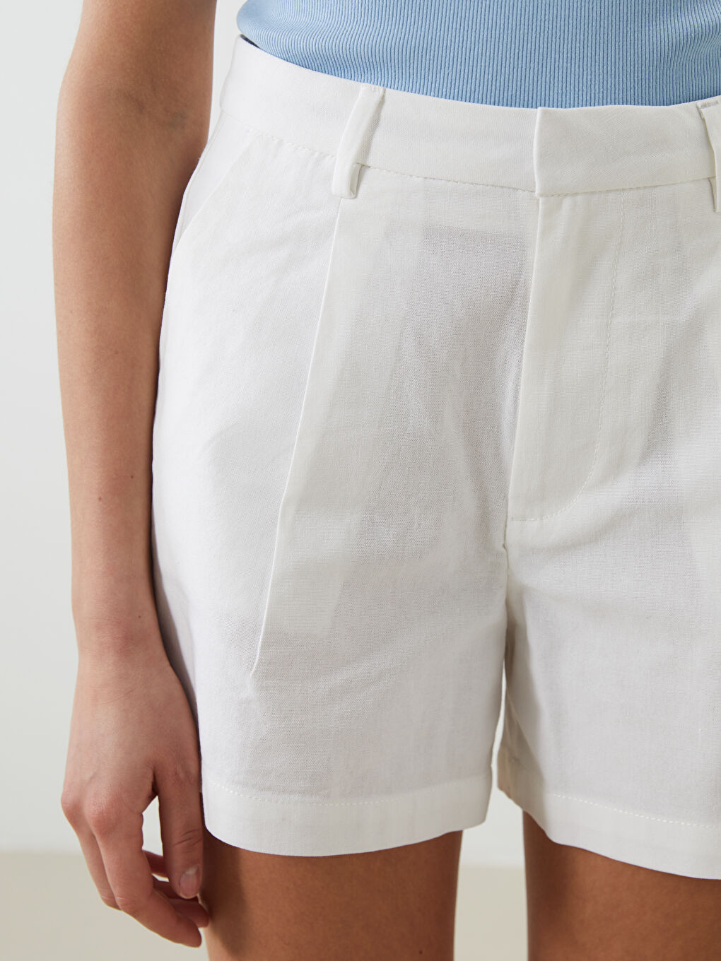 Loose Fit Linen Blend Women's Shorts -S5DF18Z8-Q6K