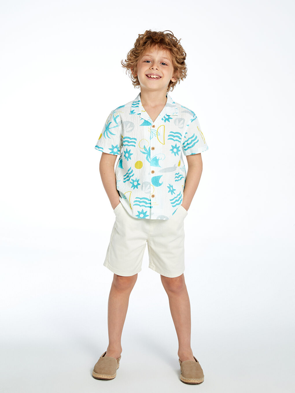Elastic Waist Boys' Gabardine Shorts -S5DF34Z1-QVK