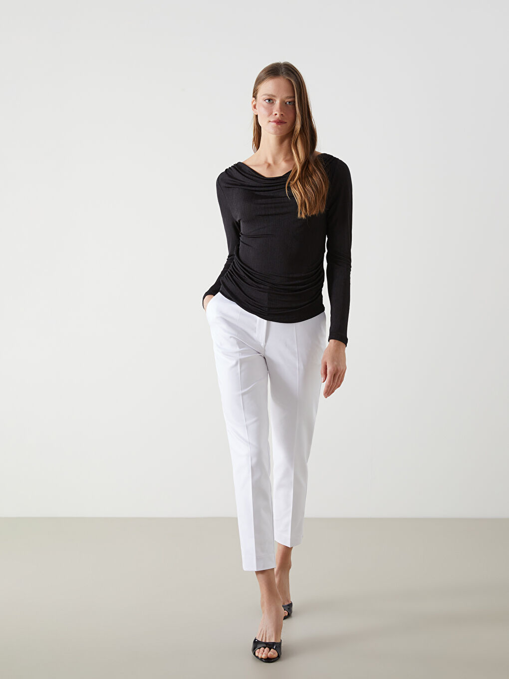 Elastic Waist Carrot Fit Women's Trousers -S5DF37Z8-Q6K