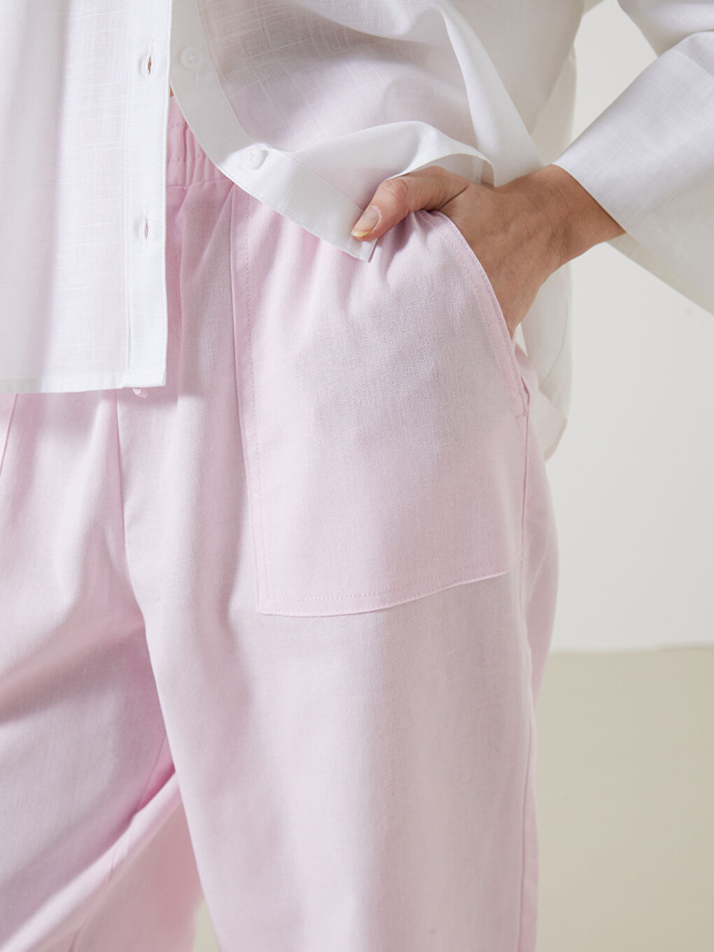 Ženske pantalone sa mešavionom lana šargarepa izleda -S5DF42Z8-CS8