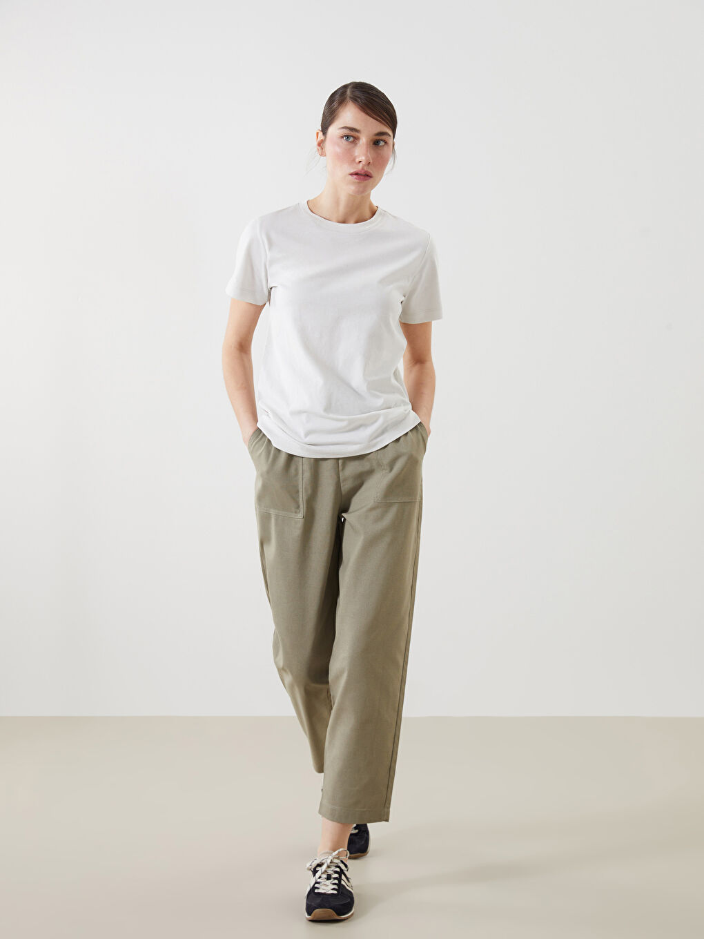 Ženske pantalone sa mešavionom lana šargarepa izleda -S5DF42Z8-JK3