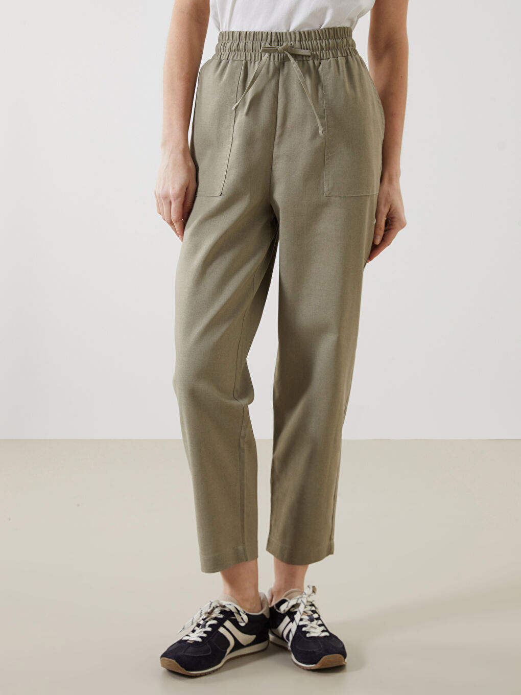 Ženske pantalone sa mešavionom lana šargarepa izleda -S5DF42Z8-JK3