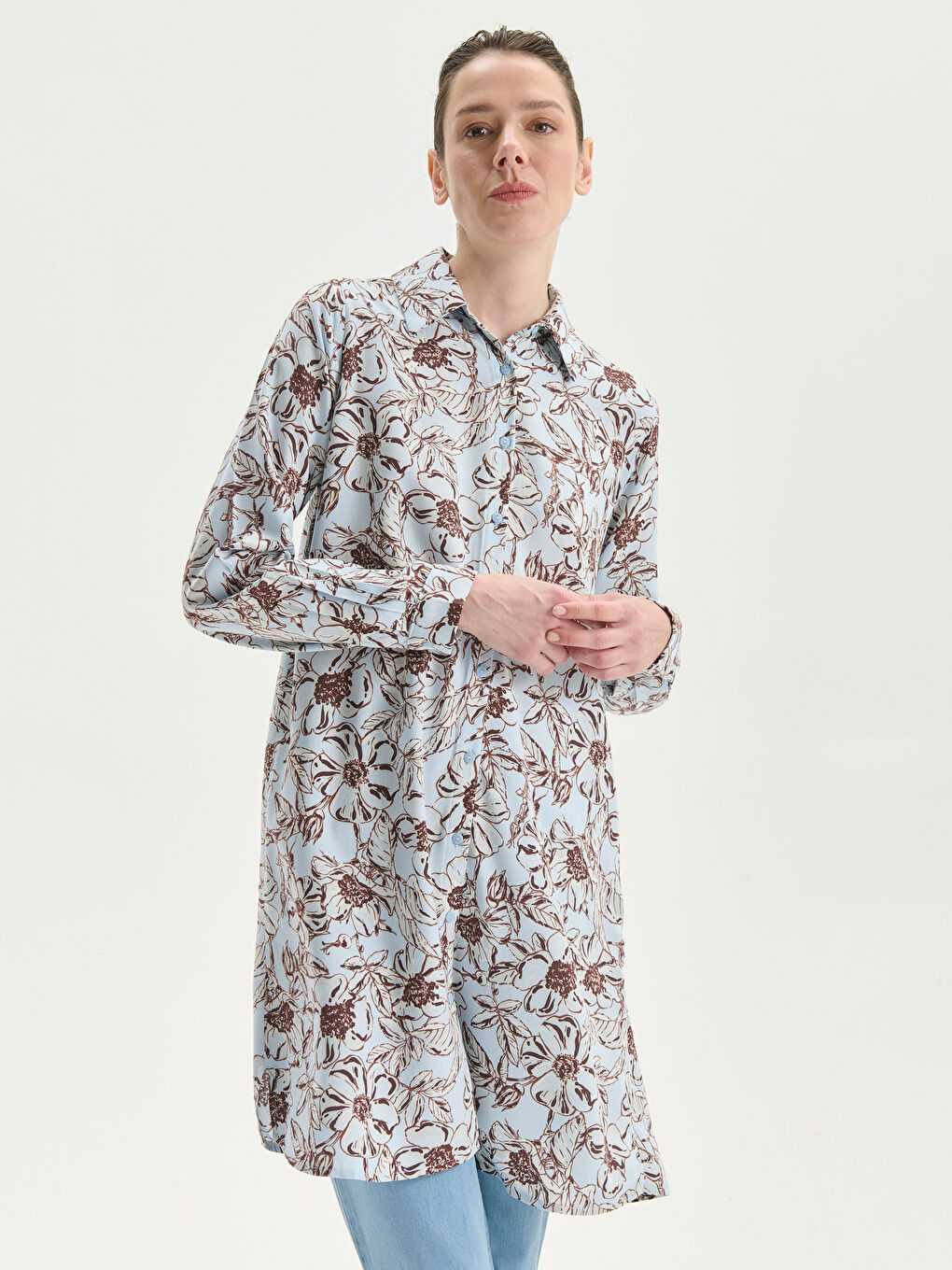 Floral Women's Shirt Tunic -S5DF54Z8-LQK