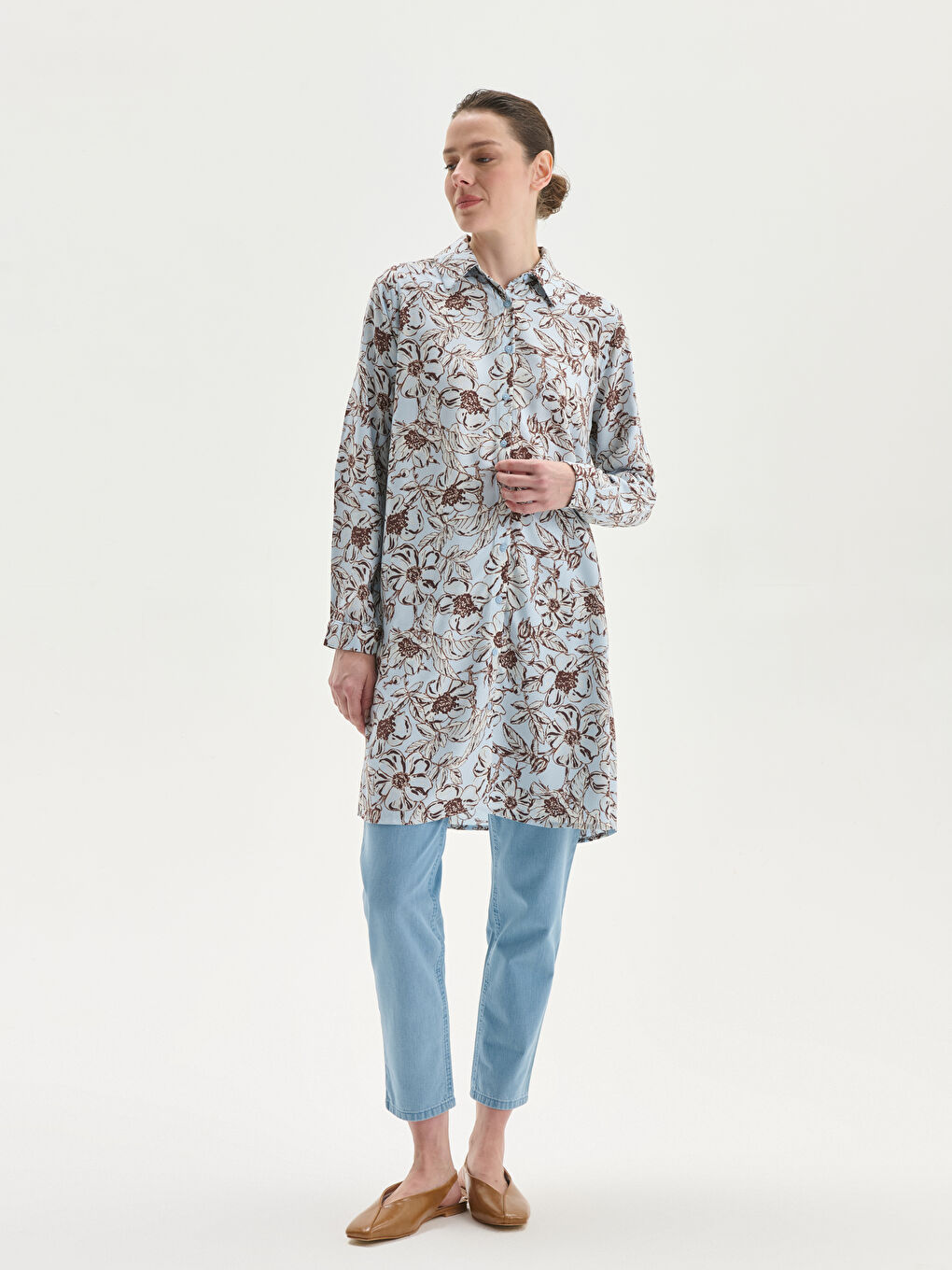 Floral Women's Shirt Tunic -S5DF54Z8-LQK