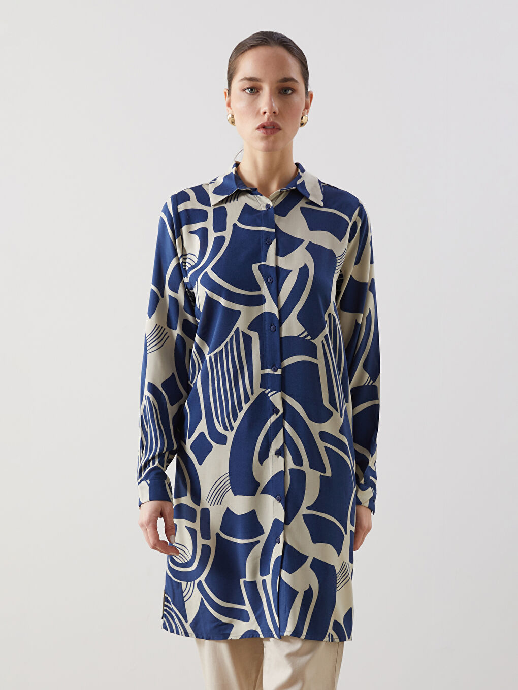 Patterned Women's Shirt Tunic -S5DF54Z8-LSF