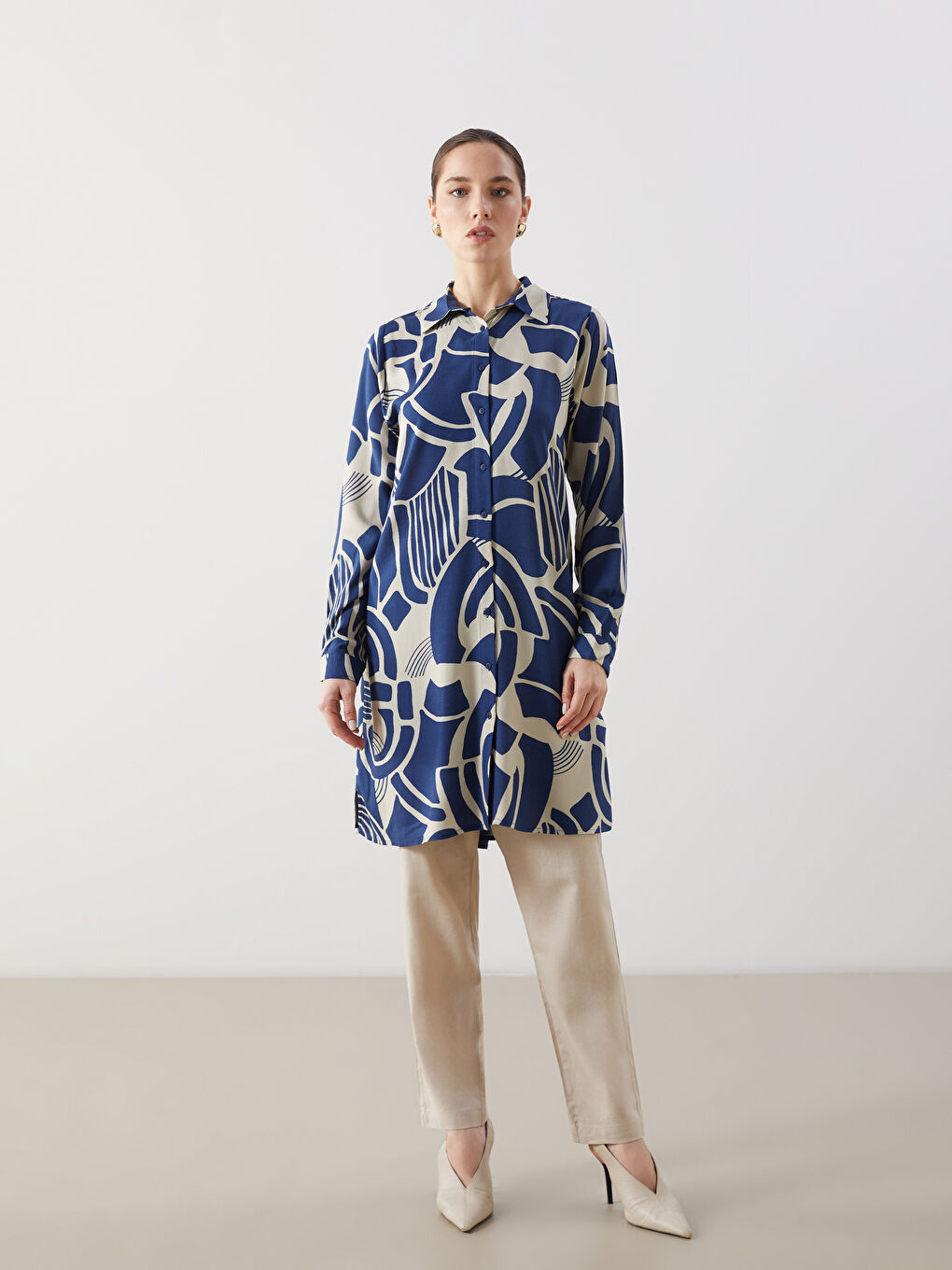 Patterned Women's Shirt Tunic -S5DF54Z8-LSF