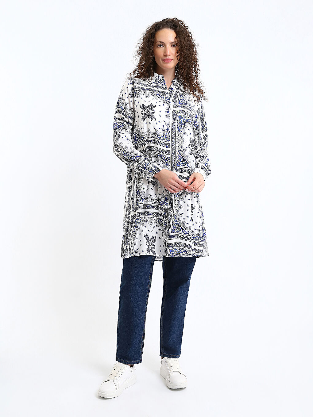 Patterned Women's Shirt Tunic-1