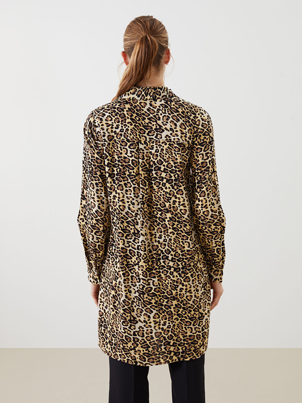 Leopard Print Women's Shirt Tunic -S5DF54Z8-SW5