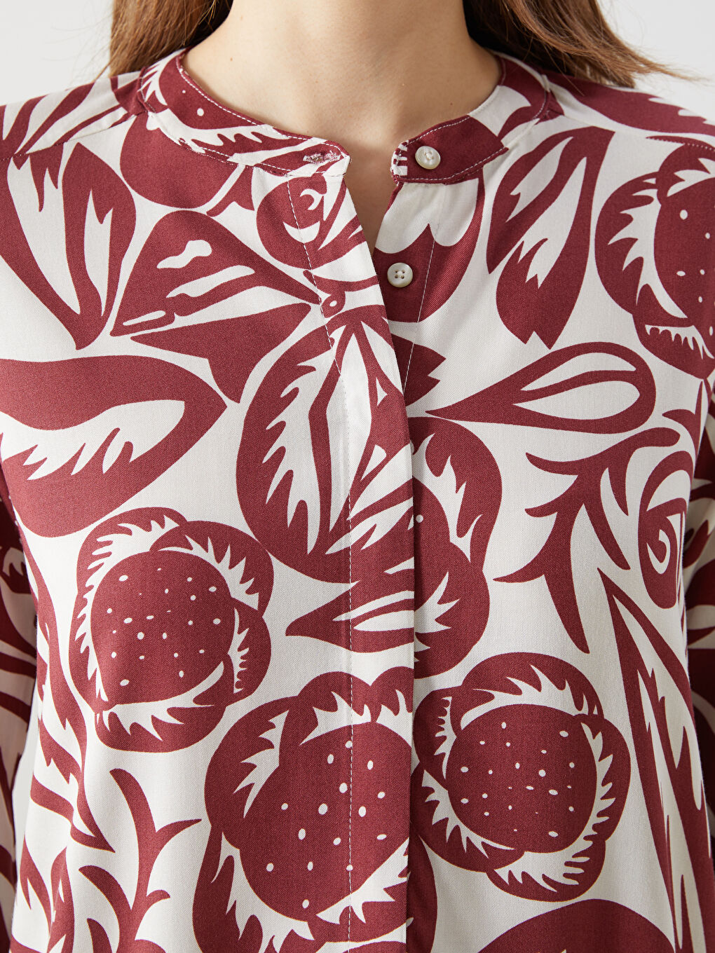 Grandad Collar Floral Women's Shirt Tunic -S5DF57Z8-LTE
