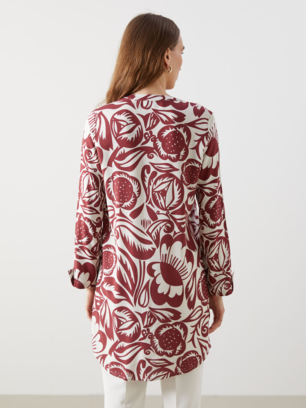 Grandad Collar Floral Women's Shirt Tunic -S5DF57Z8-LTE