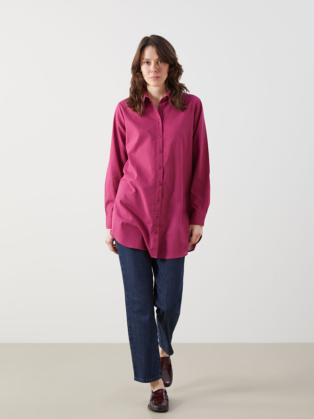 Tunique en chemise en popeline pour Femmes-1