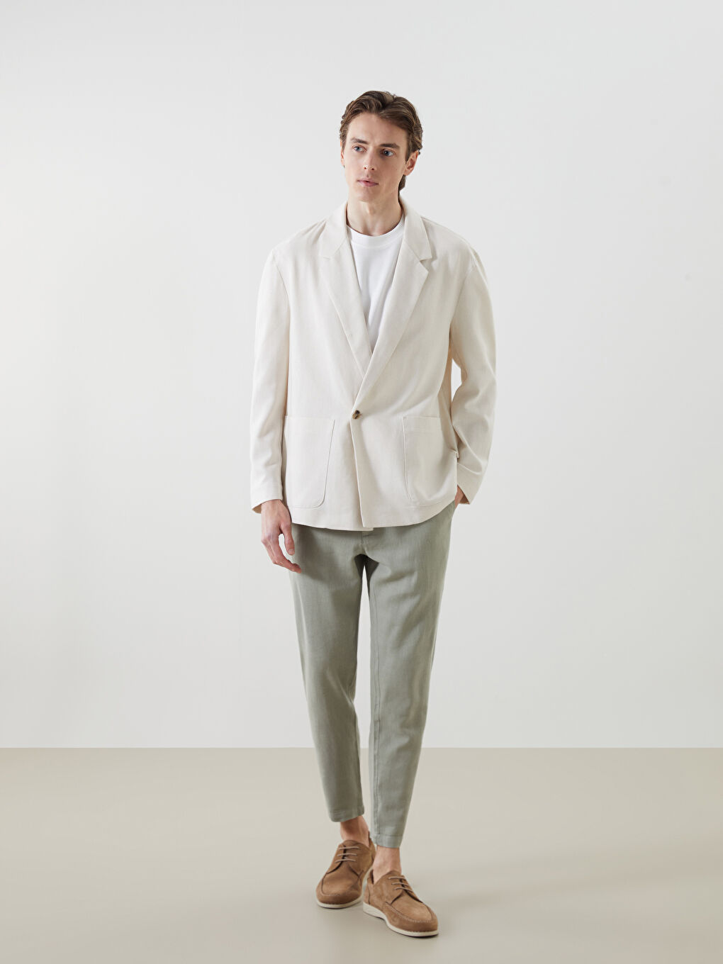 Relaxed Fit Linen Look Men's Blazer Jacket -S5DF70Z8-VY9