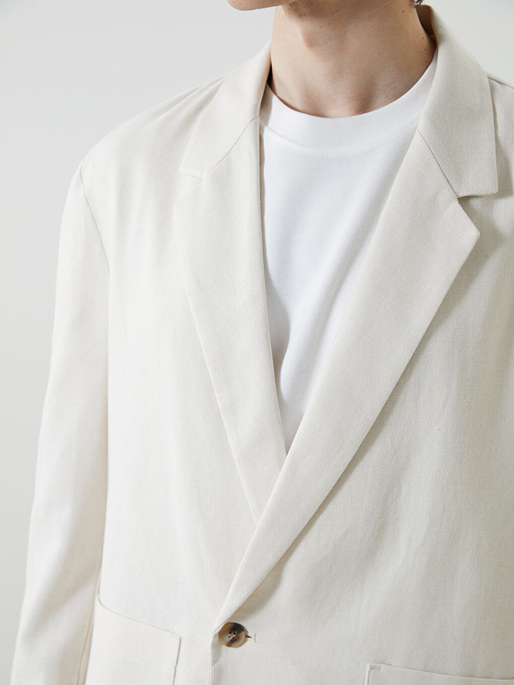 Relaxed Fit Linen Look Men's Blazer Jacket -S5DF70Z8-VY9