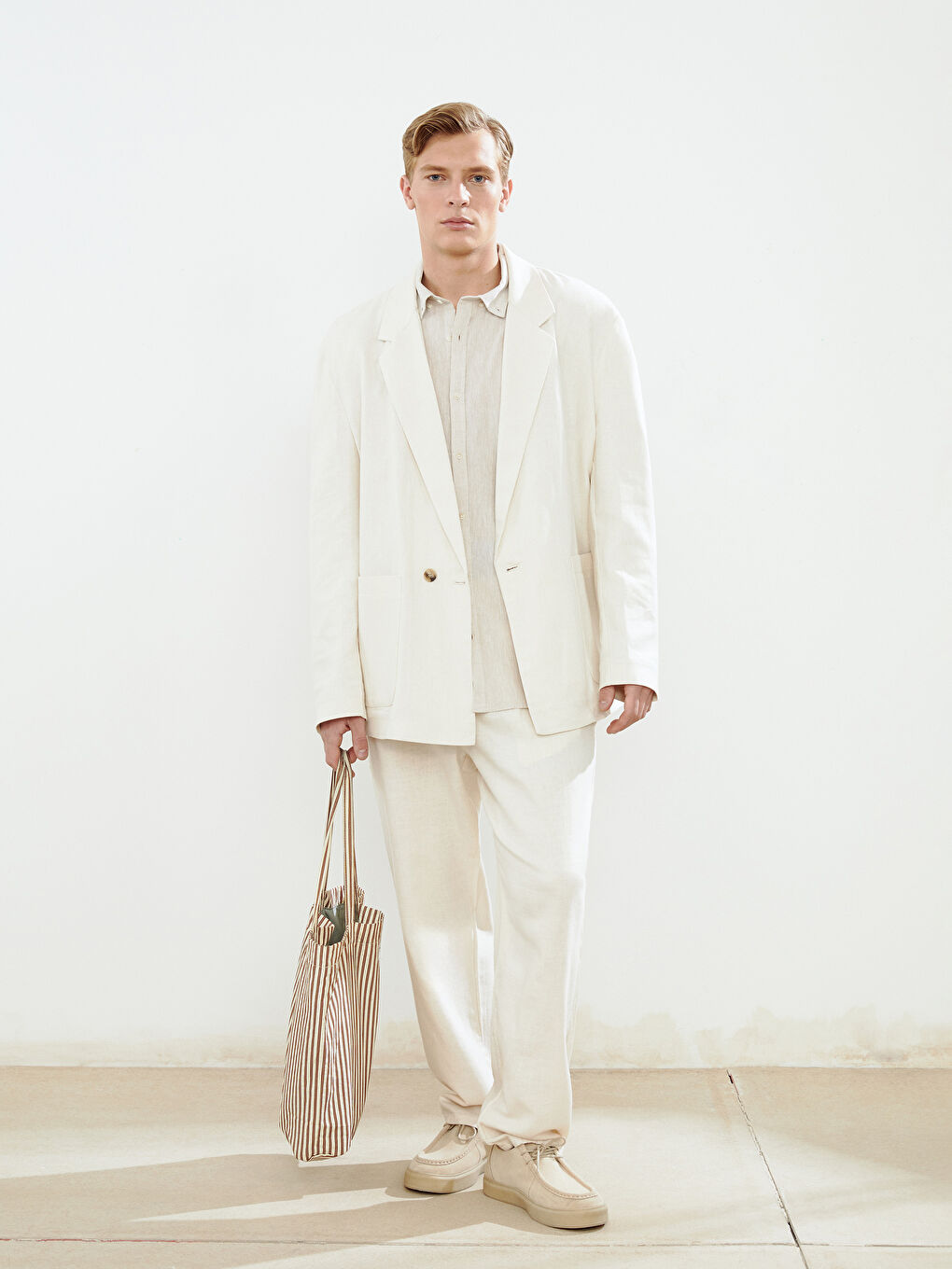 Relaxed Fit Linen Look Men's Blazer Jacket -S5DF70Z8-VY9