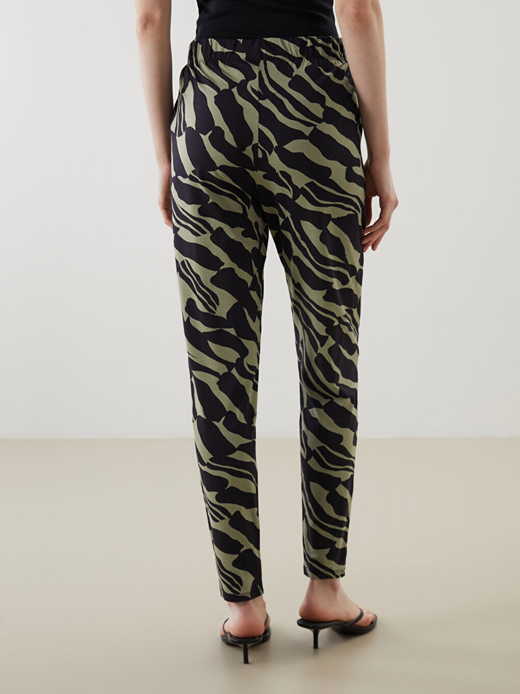 Elastic Waist Patterned Women's Trousers -S5DF74Z8-LS6