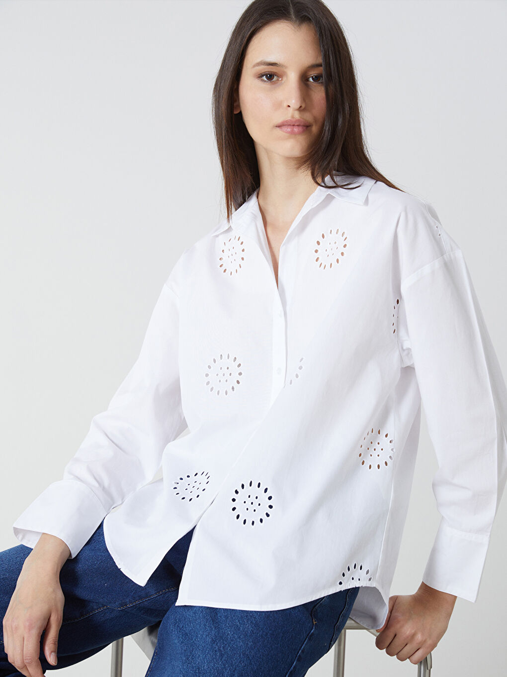 Openwork Oversize Women's Shirt -S5DG06Z8-R9J