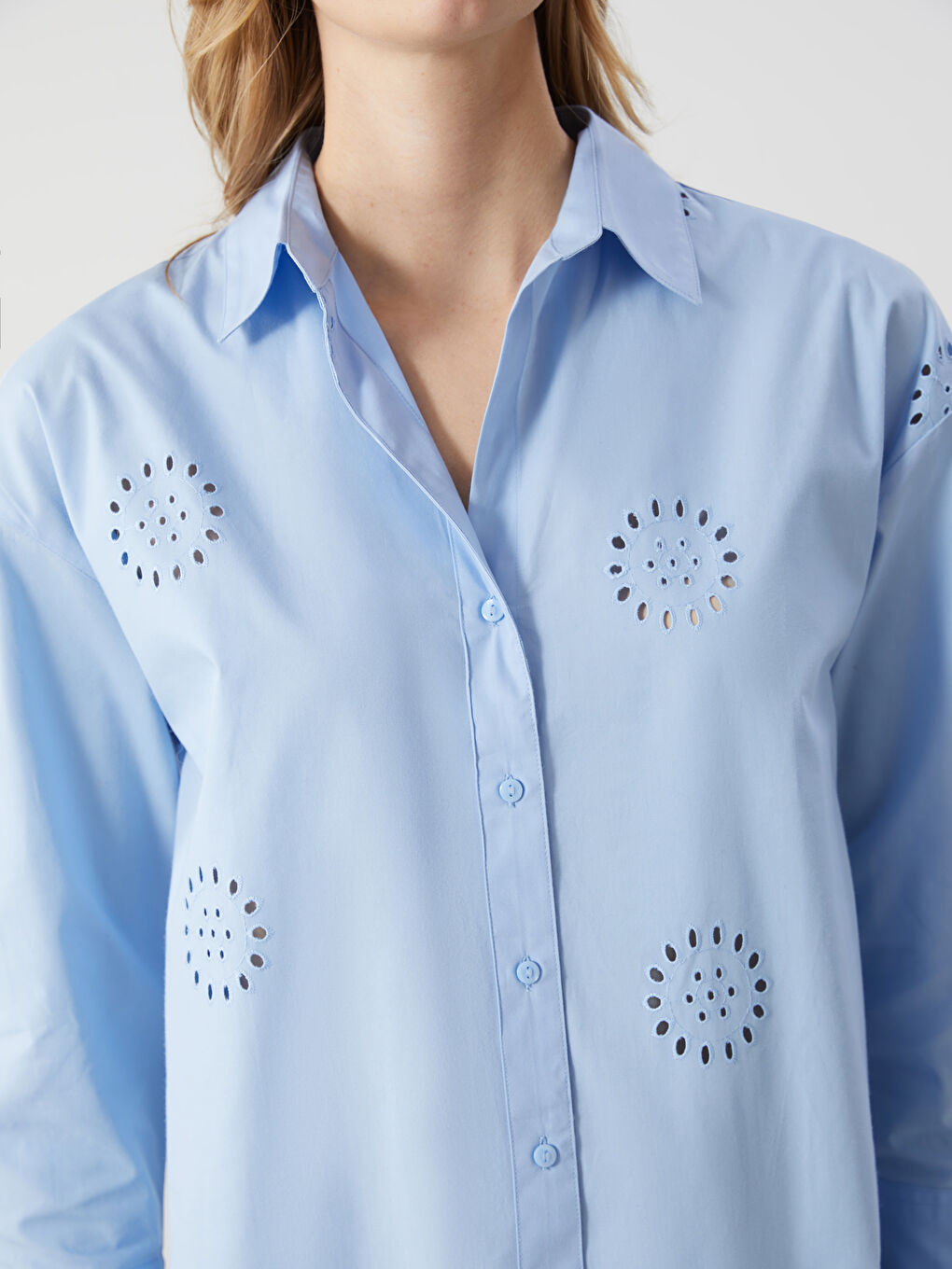 Openwork Oversize Women's Shirt -S5DG06Z8-VL5