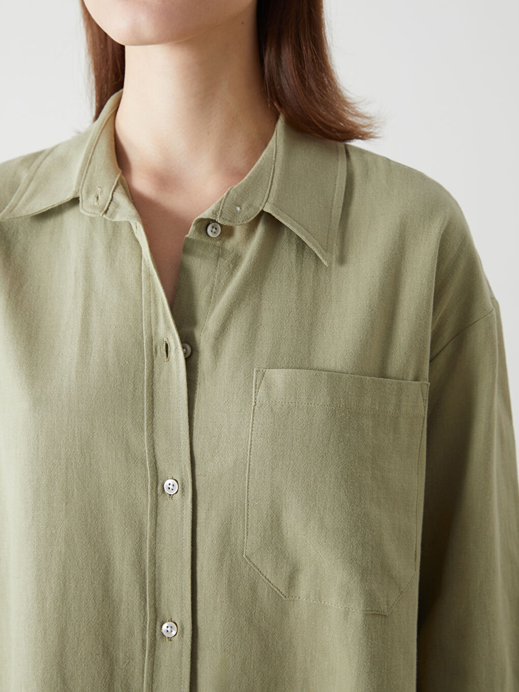 LCW Vision Oversize Linen Blend Women's Shirt -S5DG07Z8-K6G