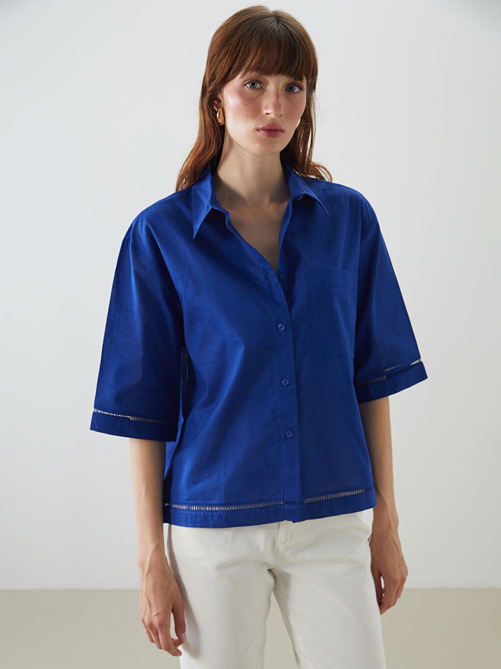 Oversize Linen-Look Women's Shirt -S5DG10Z8-CSN