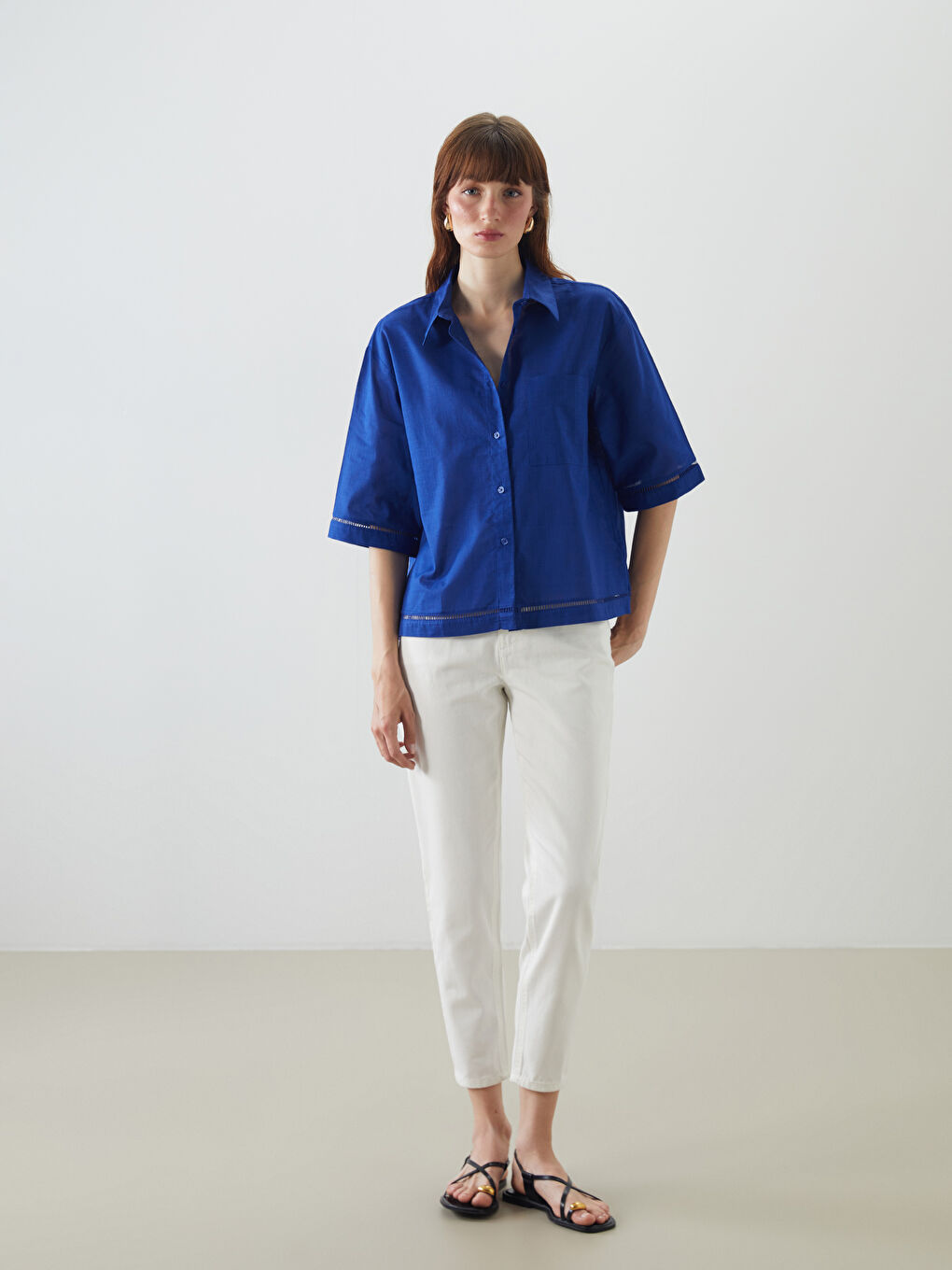 Oversize Linen-Look Women's Shirt -S5DG10Z8-CSN