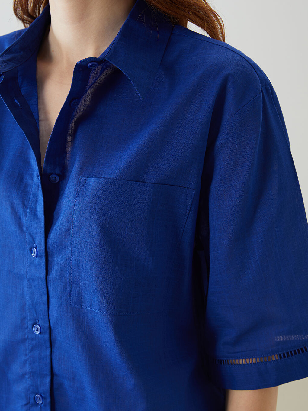 Oversize Linen-Look Women's Shirt -S5DG10Z8-CSN