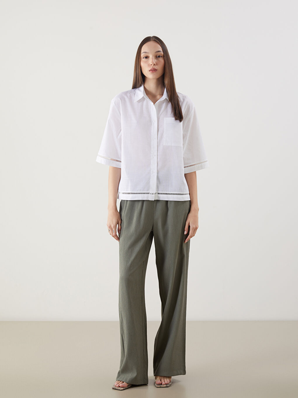 Oversize Linen-Look Women's Shirt -S5DG10Z8-R9J