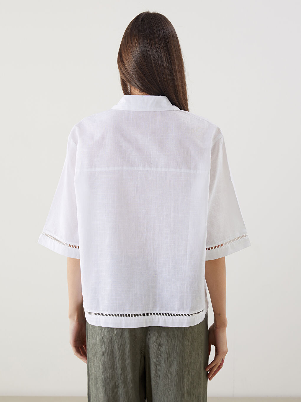 Oversize Linen-Look Women's Shirt -S5DG10Z8-R9J
