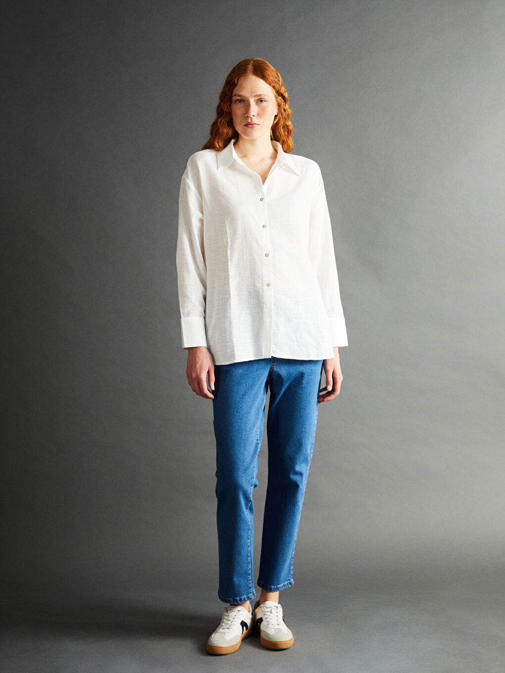 LCW Vision Ekru Loose Fit Kadın Gömlek - 1