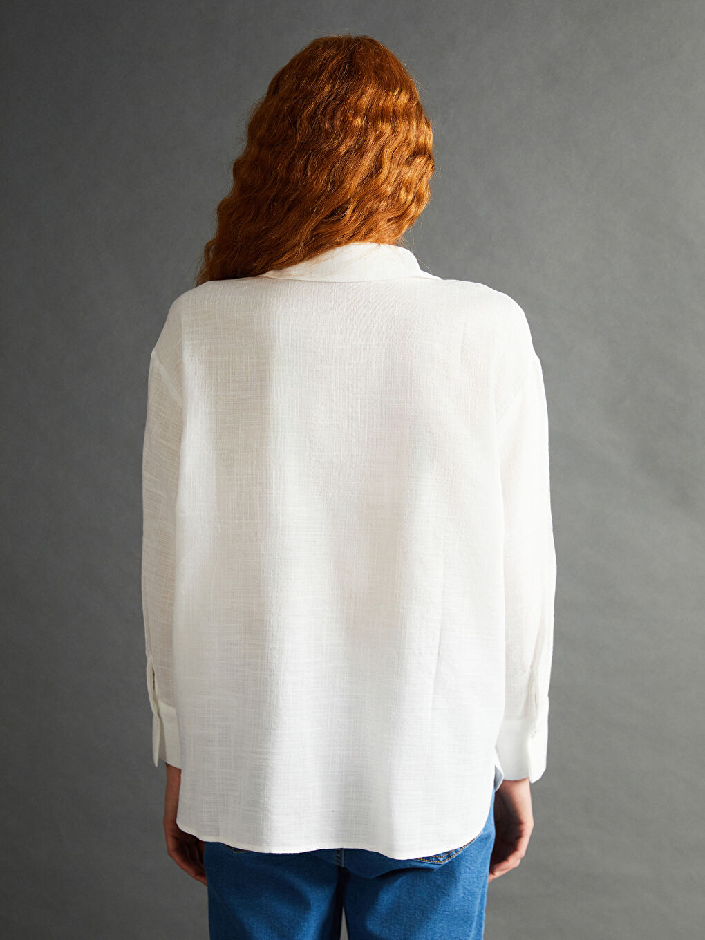 LCW Vision Ekru Loose Fit Kadın Gömlek - 3