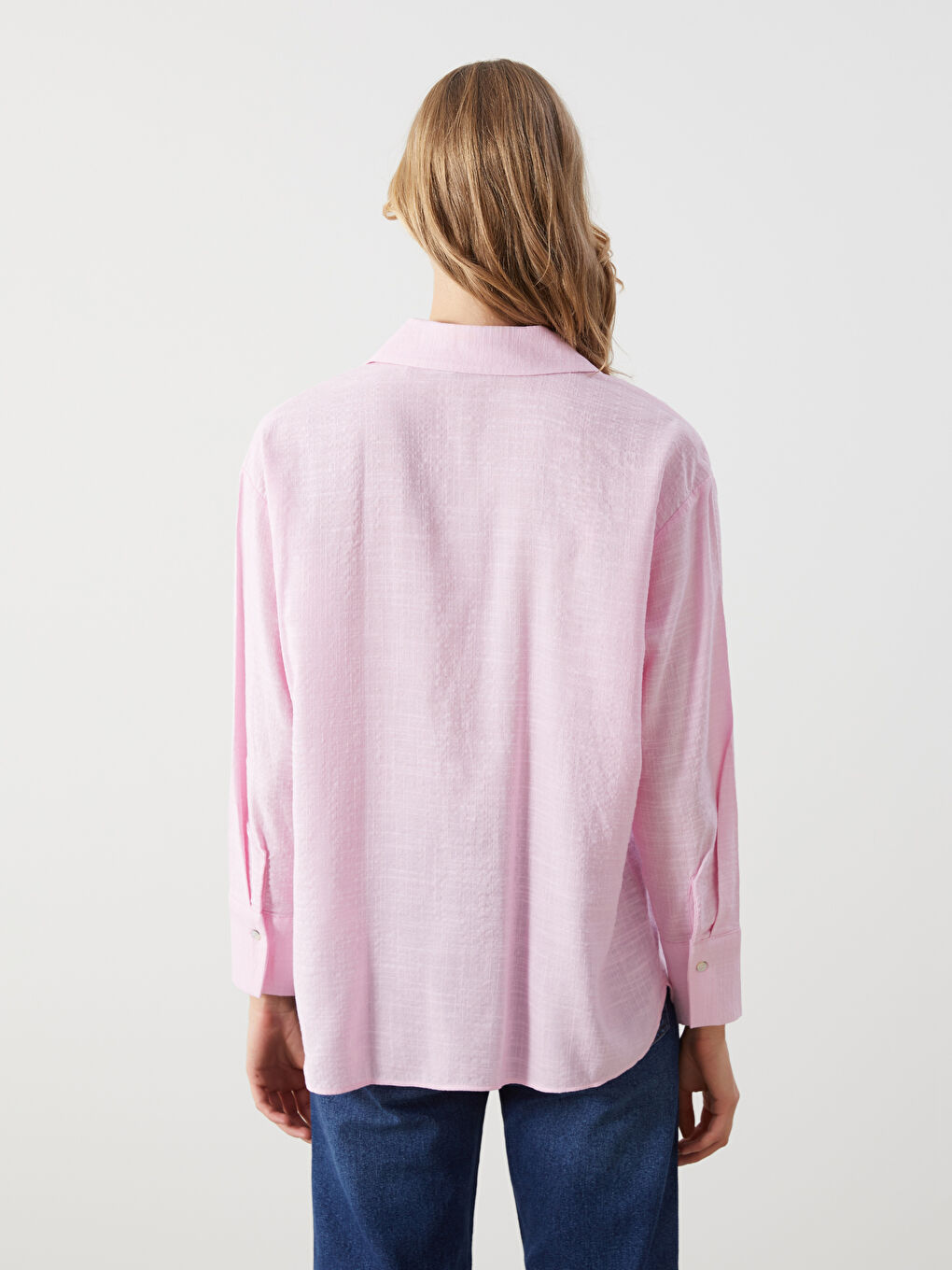 LCW Vision Pembe Loose Fit Kadın Gömlek - 3