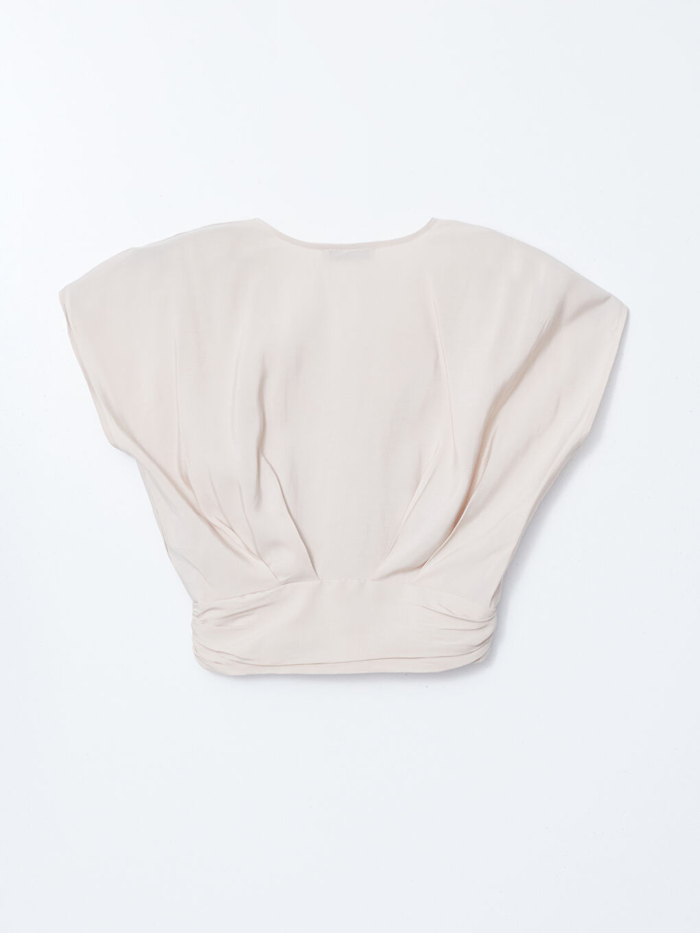 V-Neck Plain Ruched Women's Blouse -S5DG24Z8-DRR