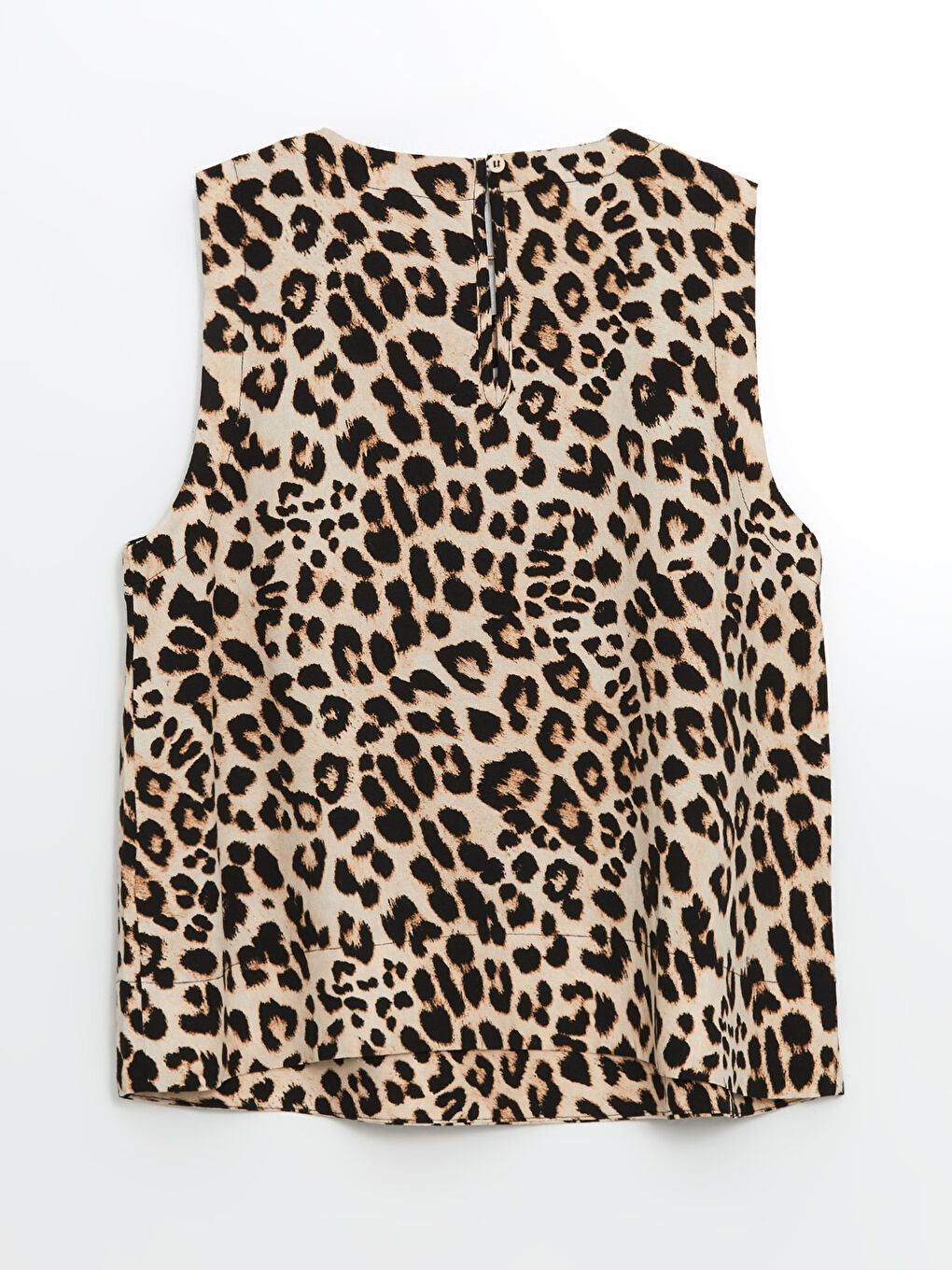 Kahverengi Bisiklet Yaka Leopar Desenli Kadın Bluz-5