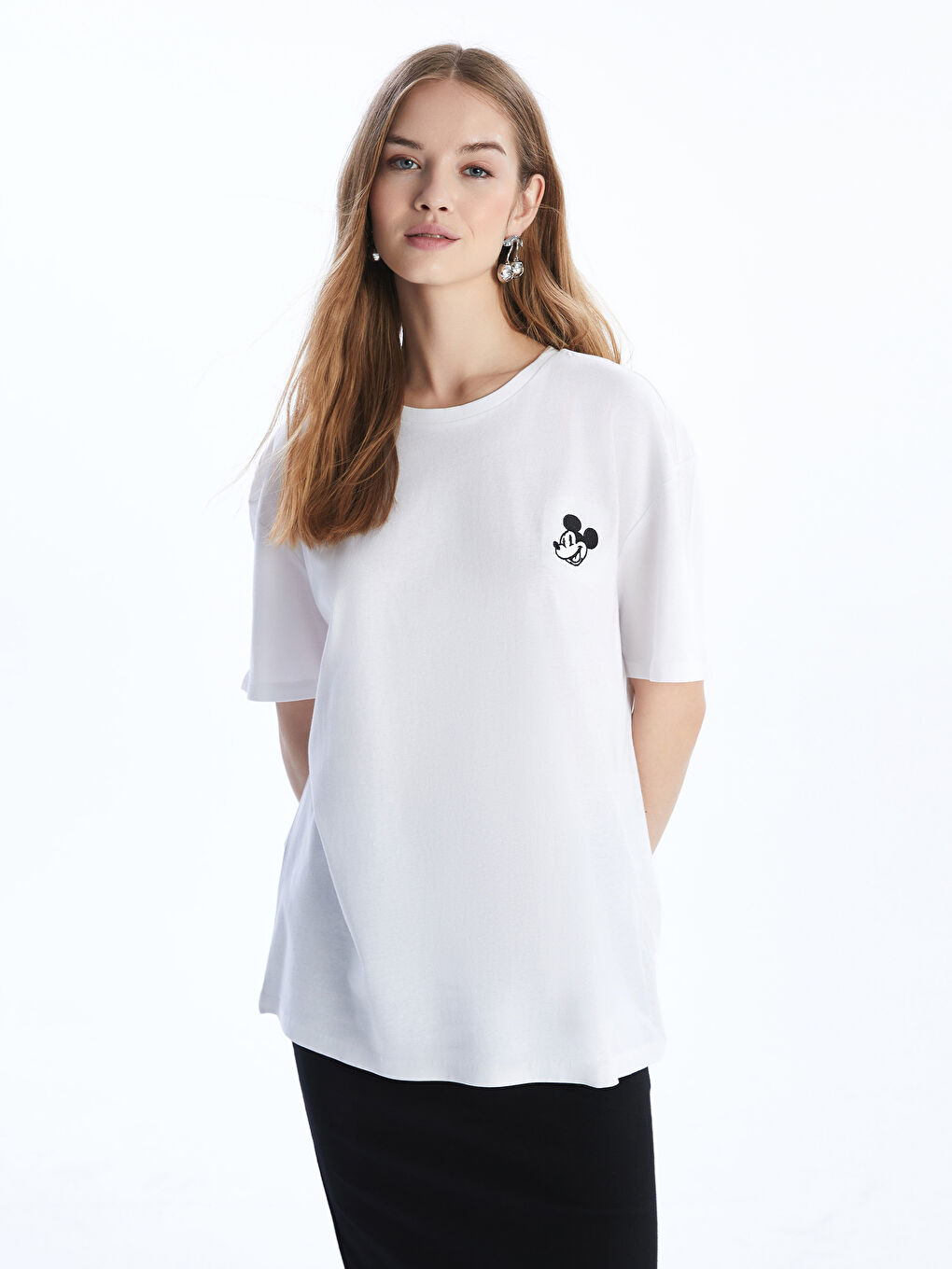 Crew Neck Mickey and Friends Printed Women's T-Shirt -S5DG61Z8-Q6K