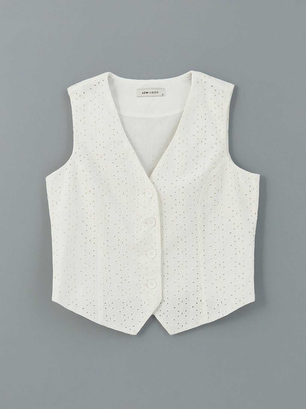 V Neck Embroidered Broderie Women's Classic Waistcoat -S5DG62Z8-J5E