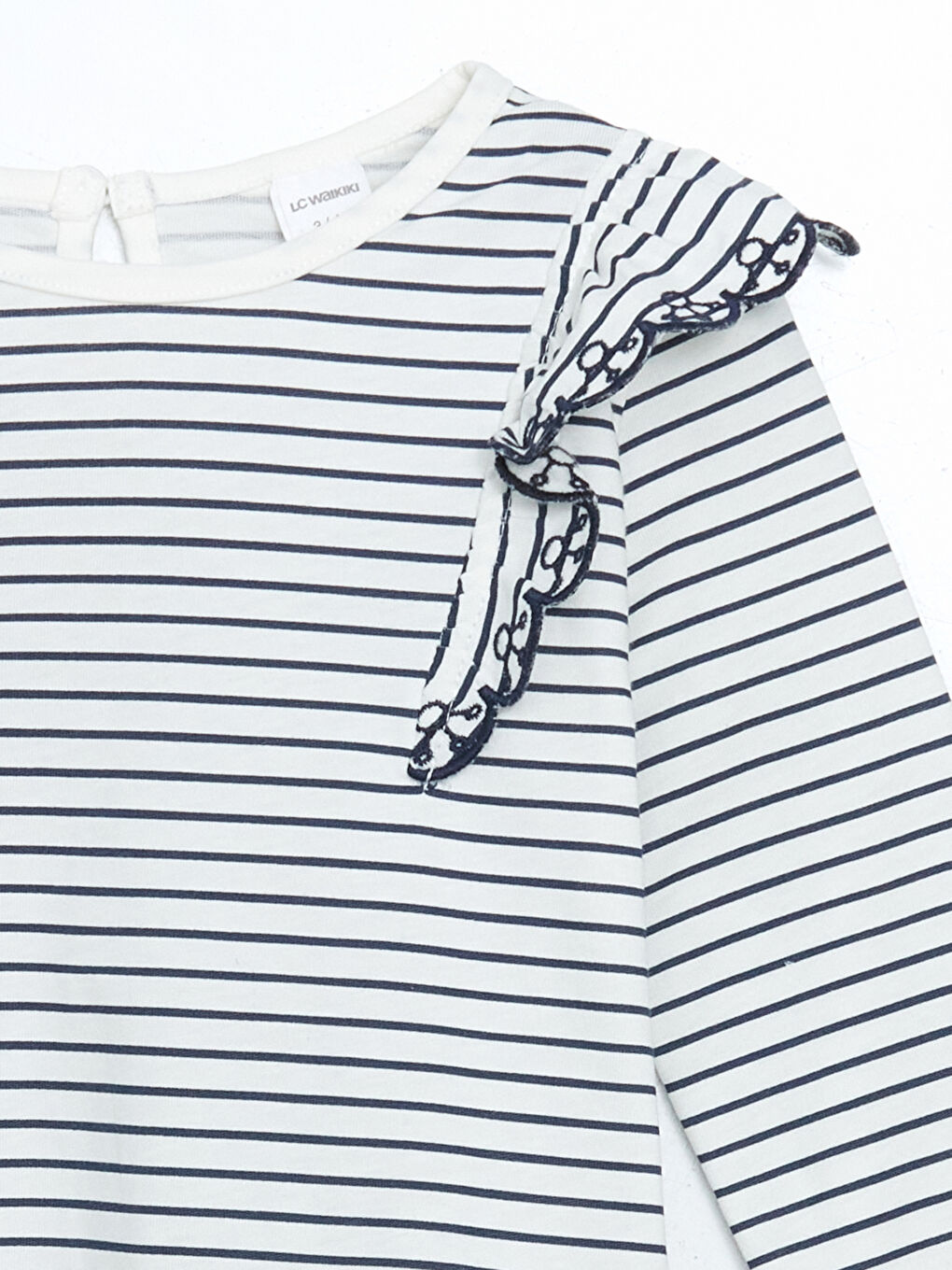 Lacivert Fırfırlı Çizgili Kız Çocuk Tişört ve Şort Etek 2'li-2