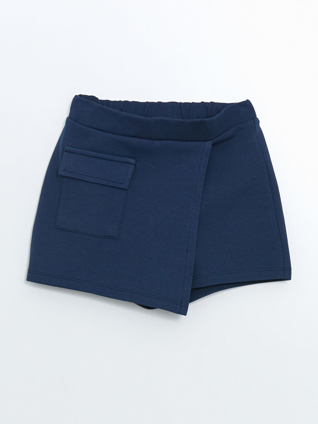 Lacivert Fırfırlı Çizgili Kız Çocuk Tişört ve Şort Etek 2'li-4