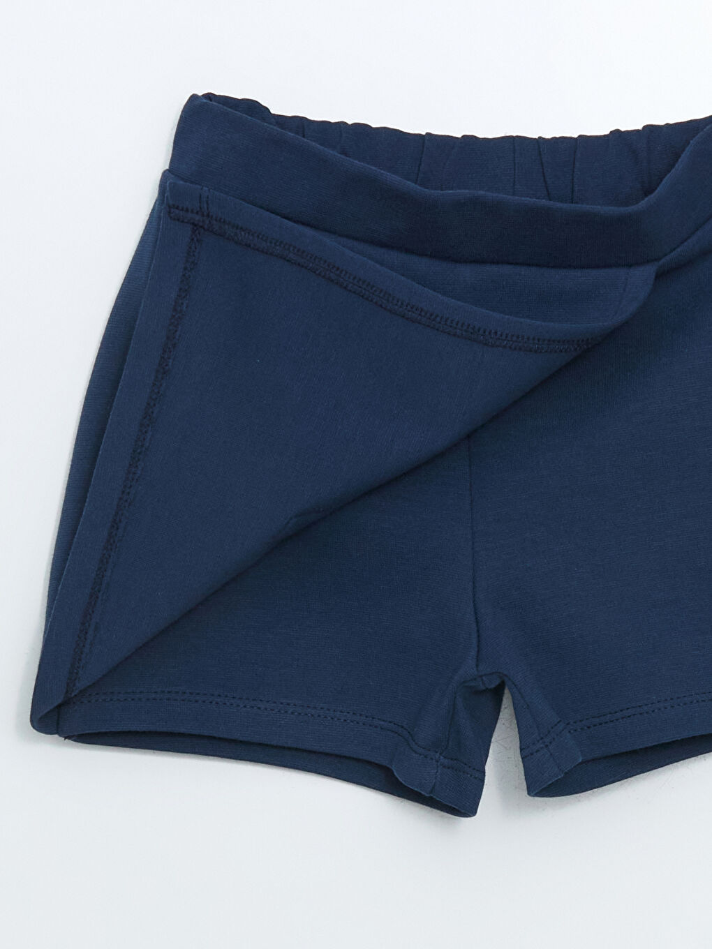 Lacivert Fırfırlı Çizgili Kız Çocuk Tişört ve Şort Etek 2'li-5