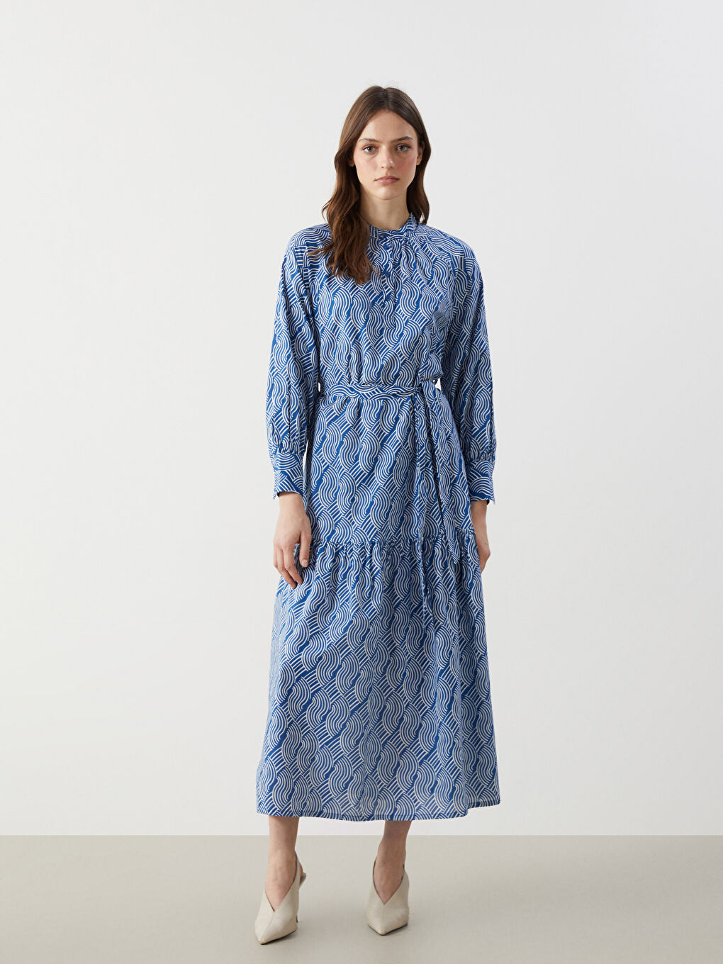 Robe À Motifs pour Femmes avec Ceinture à Nouer-1