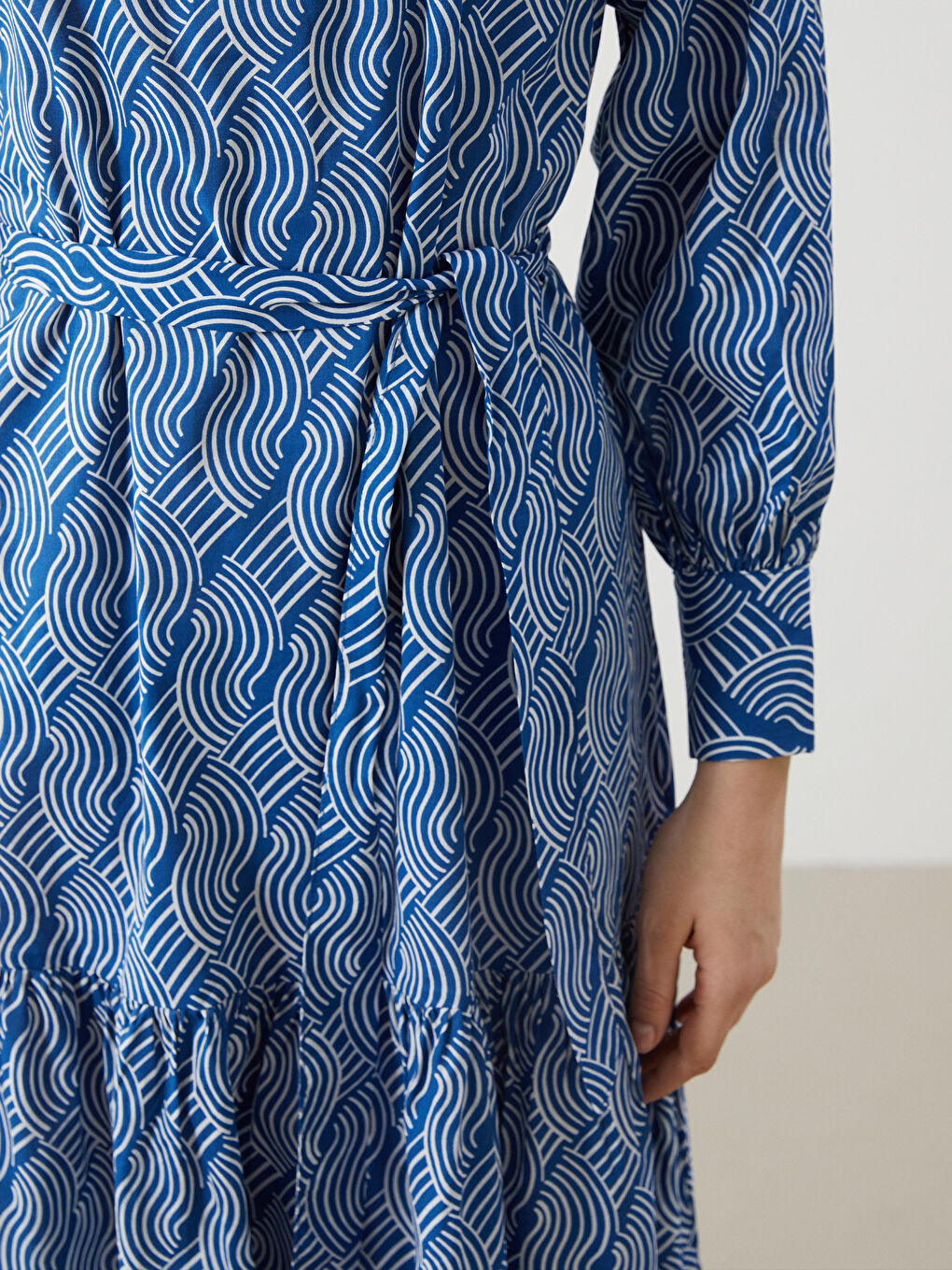 Robe À Motifs pour Femmes avec Ceinture à Nouer-2