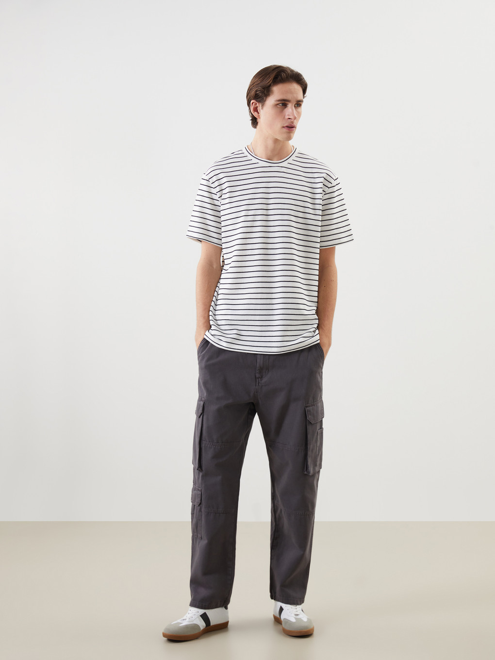 Crew Neck Short Sleeve Striped Jersey Men's T-shirt-1