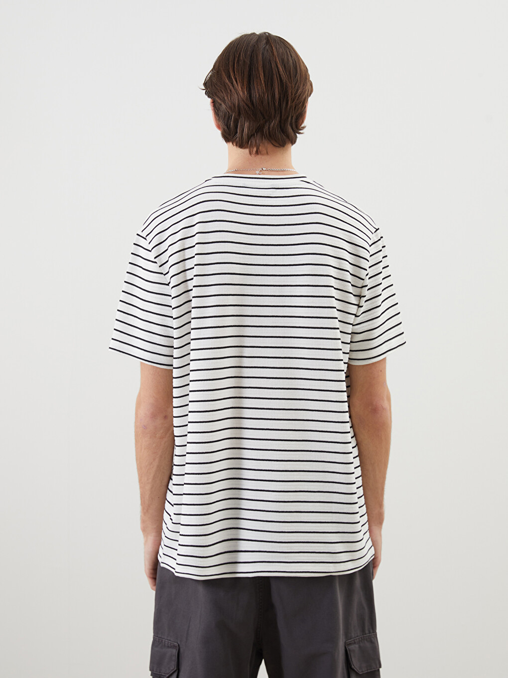 Crew Neck Short Sleeve Striped Jersey Men's T-shirt-3