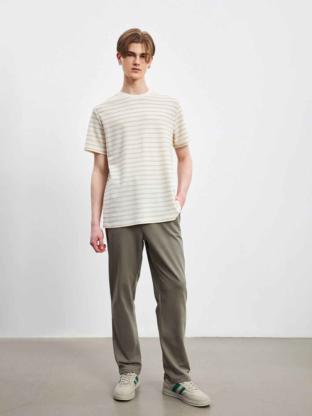 Crew Neck Striped Jersey Men's T-Shirt -S5DG91Z8-LEW