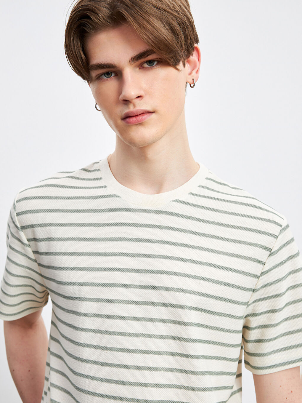 Crew Neck Striped Jersey Men's T-Shirt -S5DG91Z8-LFT