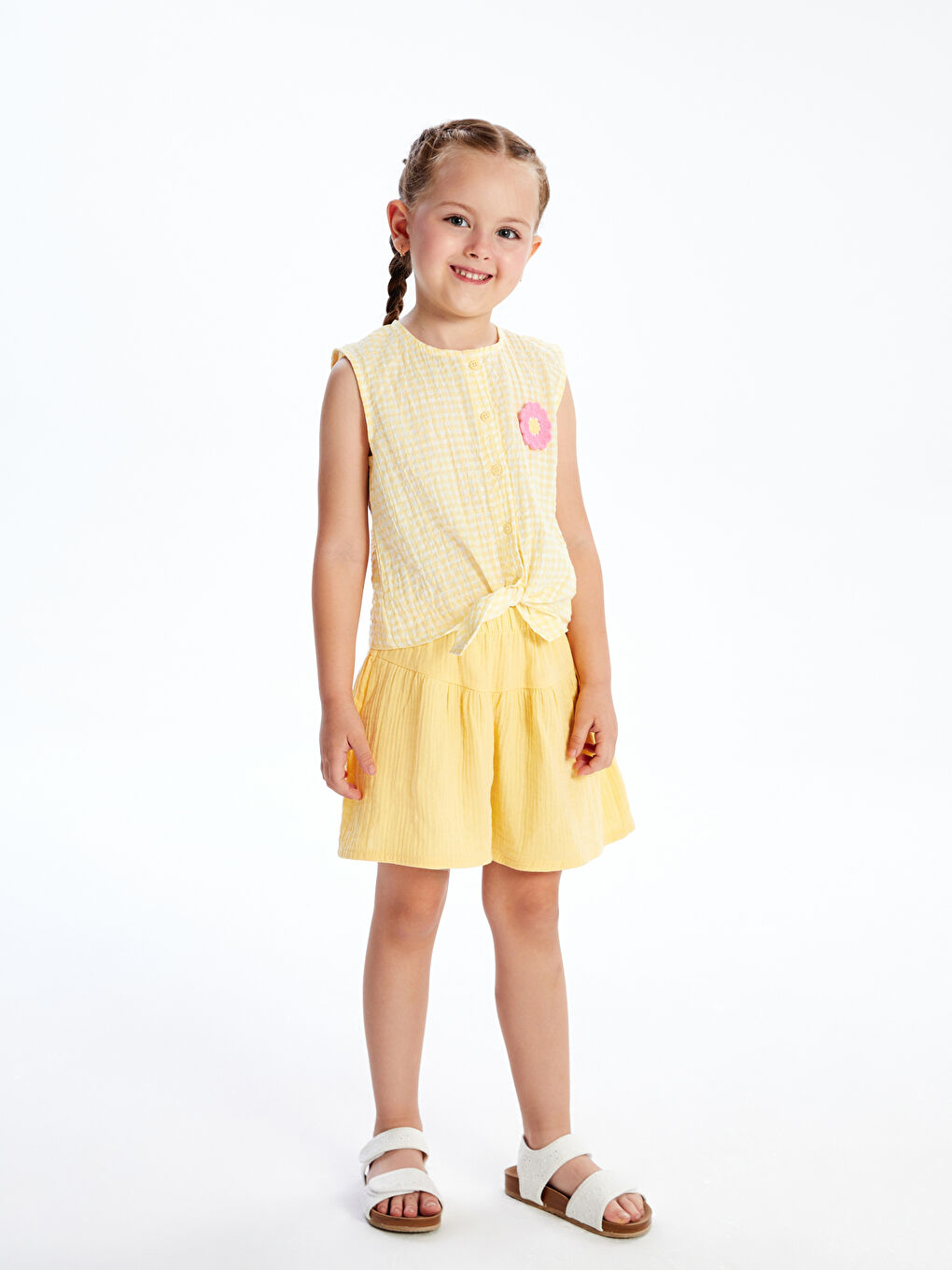 LCW Kids Beli Lastikli Basic Müslin Kız Çocuk Şort -S5DH08Z1-FRN