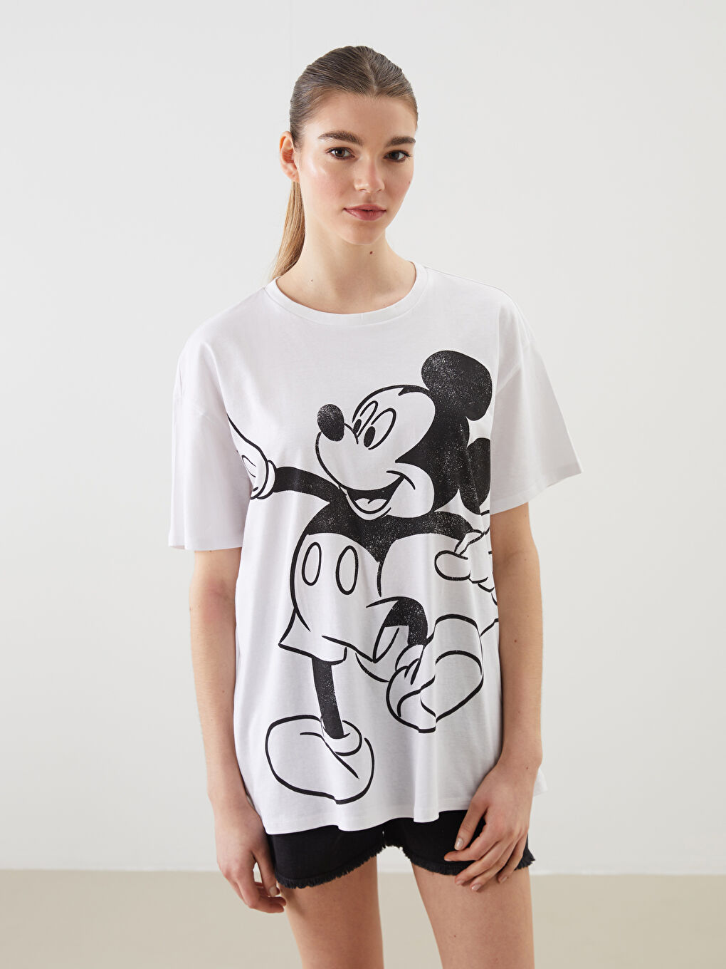 Ženska majica sa otiskom Mickey Mouse i okruglim izrezom -S5DH31Z8-Q6K